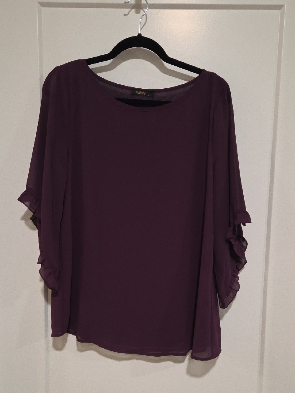 Flowy Plum Ruffle-Sleeve Blouse